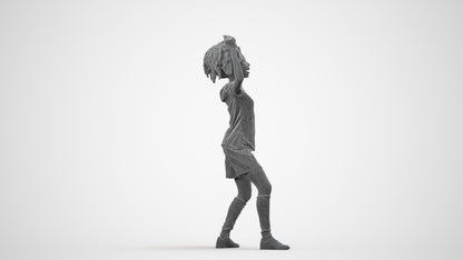 realistic 3D people woman sport, render-ready for V-Ray and Corona, FBX OBJ, wireframe side view