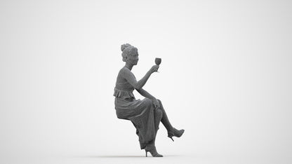 realistic 3D woman formal formalaffairs, scanned archviz people for Blender and 3ds Max, wireframe side view