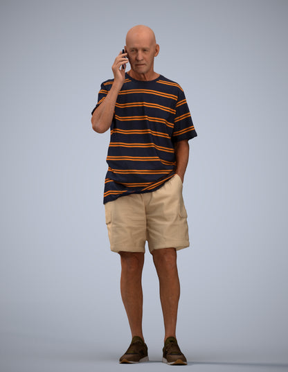 photogrammetry 3D senior man casual standing, realistic human model archviz FBX