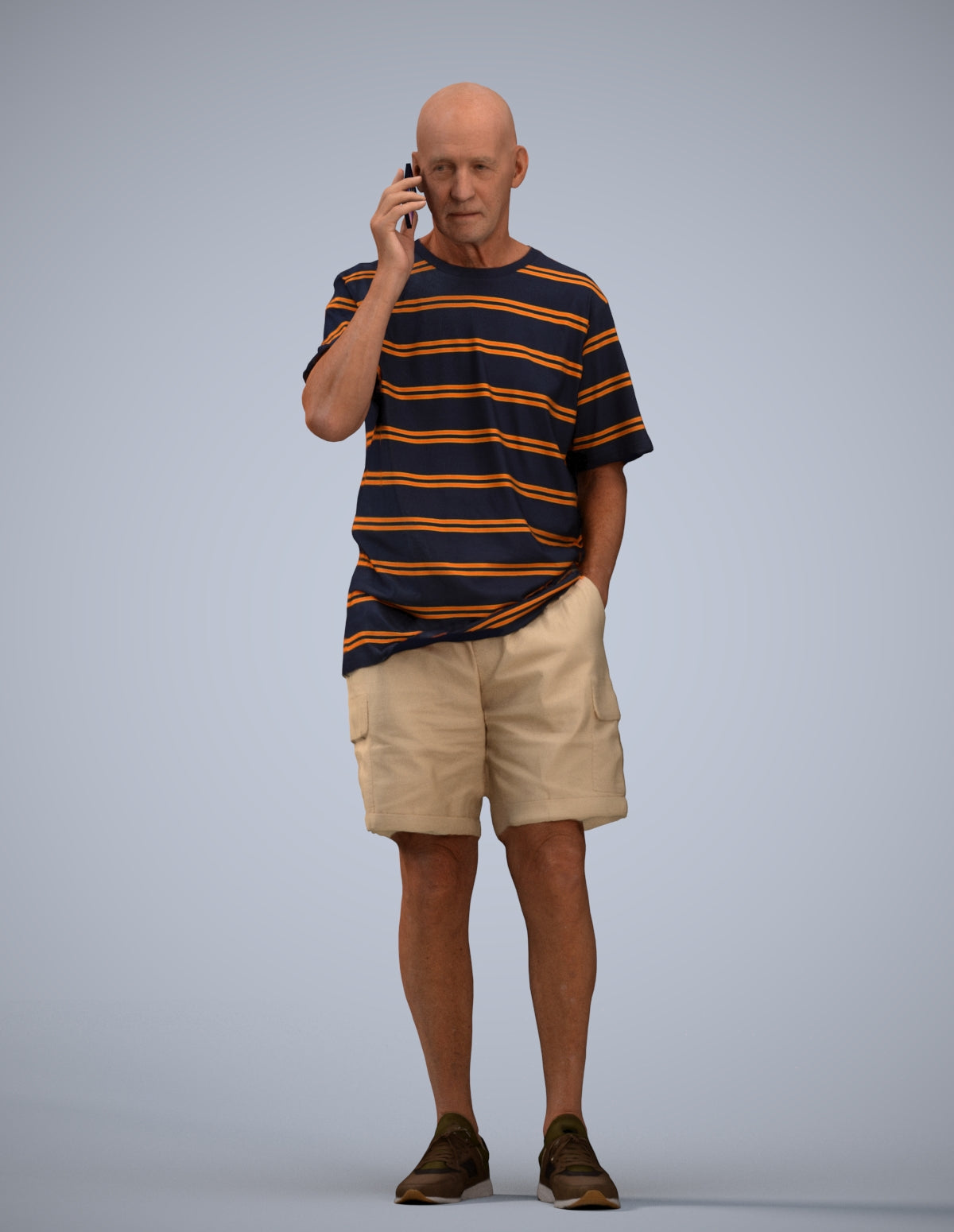 photogrammetry 3D senior man casual standing, realistic human model archviz FBX