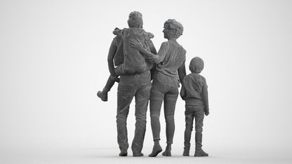 3D people model girl casual kids, scanned human for 3ds Max rendering, wireframe front view