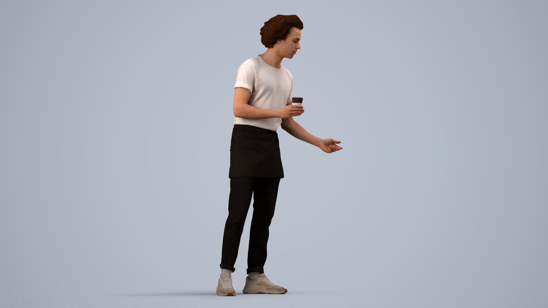 3D scanned man standing, photorealistic archviz people for Enscape and SketchUp, side view render