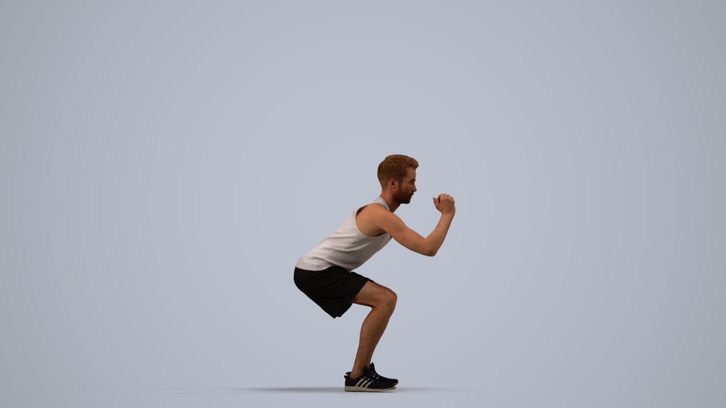 photogrammetry 3D man sport, realistic human model archviz FBX, side view render