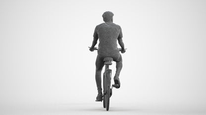 realistic 3D people man casual cycling, render-ready for V-Ray and Corona, FBX OBJ, wireframe front view