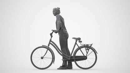realistic 3D people woman casual cycling, render-ready for V-Ray and Corona, FBX OBJ, square thumbnail