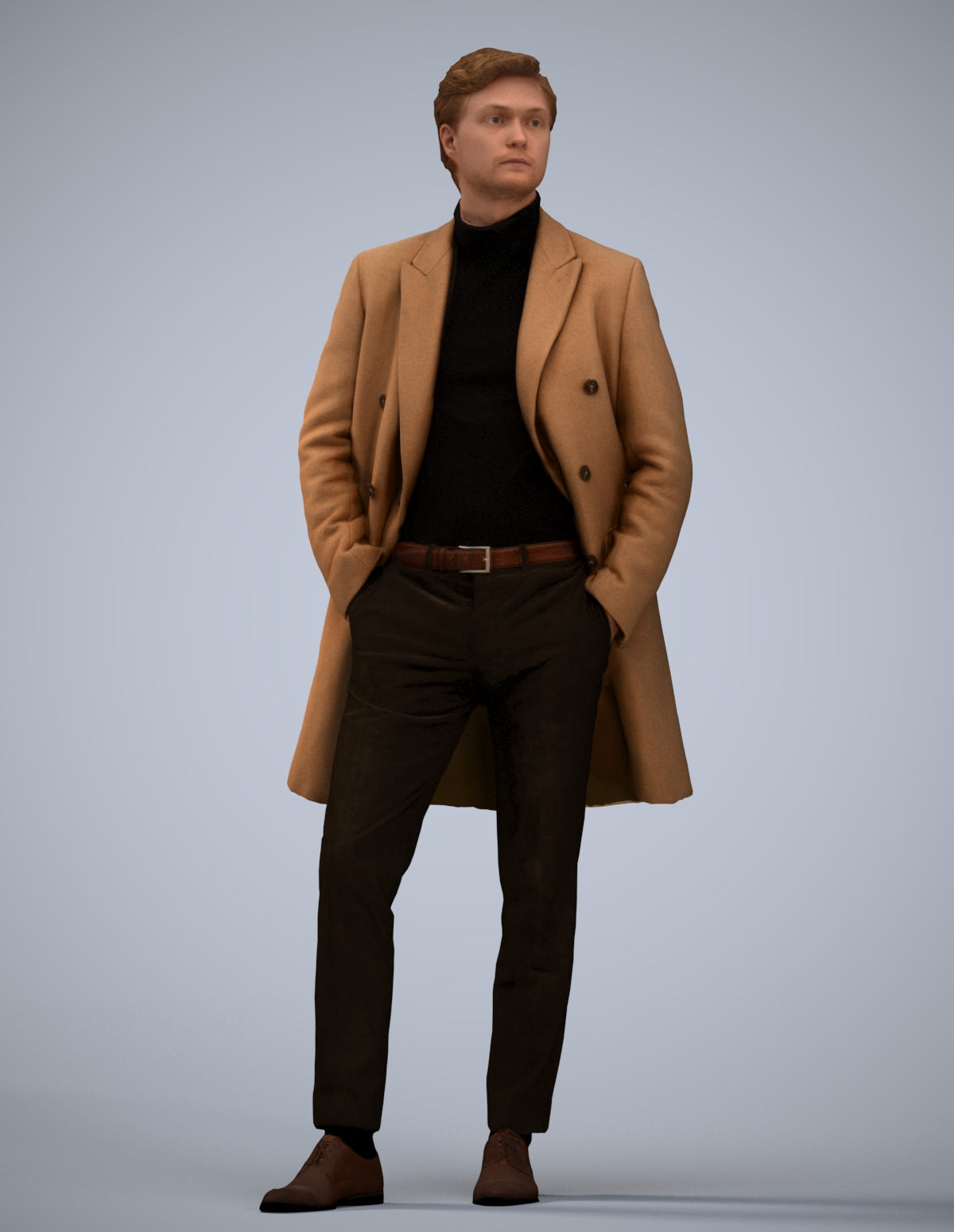 3D scanned man standing business, photorealistic archviz people for Enscape and SketchUp