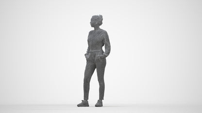 realistic 3D woman sport, scanned archviz people for Blender and 3ds Max, wireframe back view