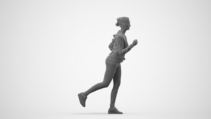 photogrammetry 3D woman sport, realistic human model archviz FBX, wireframe side view