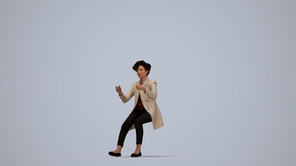 3D scanned woman sitting business, photorealistic archviz people for Enscape and SketchUp, top-down view render