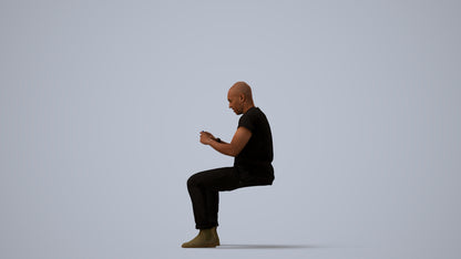 realistic 3D people man casual sitting, render-ready for V-Ray and Corona, FBX OBJ, three-quarter view render
