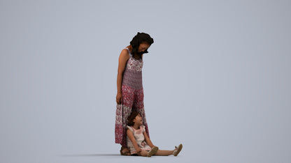 photogrammetry 3D girl casual kids, realistic human model archviz FBX, side view render