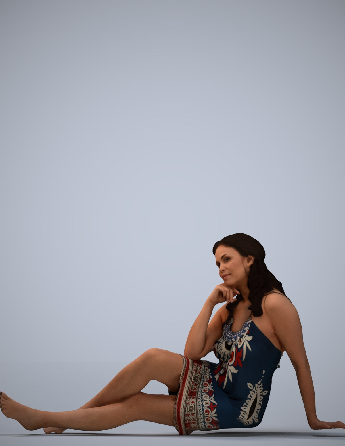 3D people model woman pool, scanned human for 3ds Max rendering
