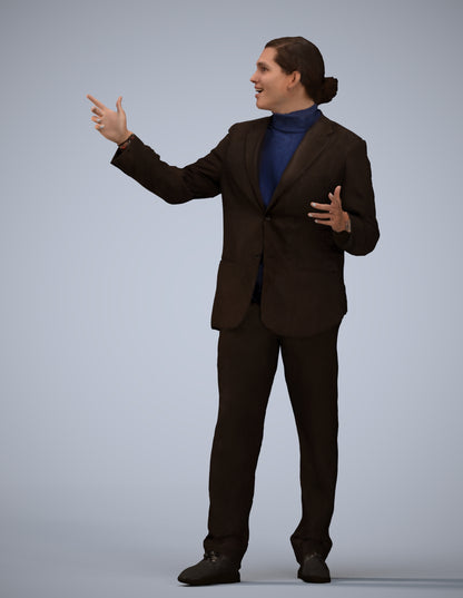 realistic 3D human man business, archviz people FBX OBJ for Blender