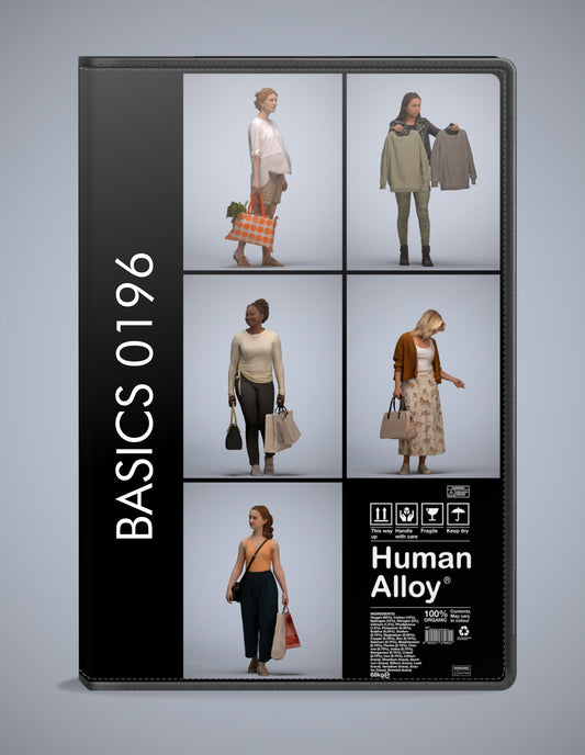 5 3D scanned people shopping, photorealistic archviz pack for Enscape and SketchUp