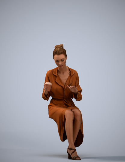 realistic 3D people woman casual sitting, render-ready for V-Ray and Corona, FBX OBJ
