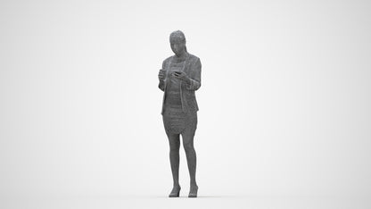scanned 3D woman business, photogrammetry people for Enscape and V-Ray, wireframe back view