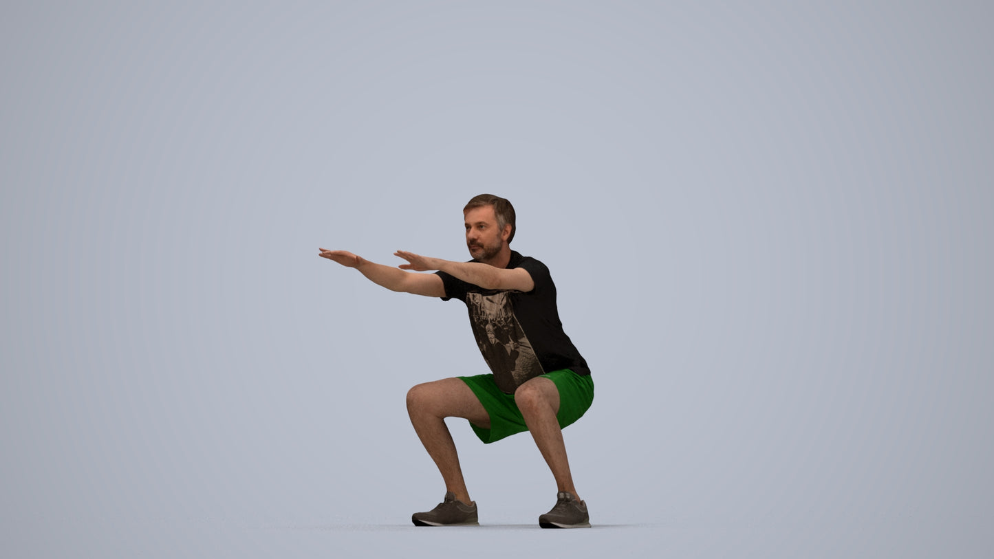 realistic 3D people man sport, render-ready for V-Ray and Corona, FBX OBJ, top-down view render