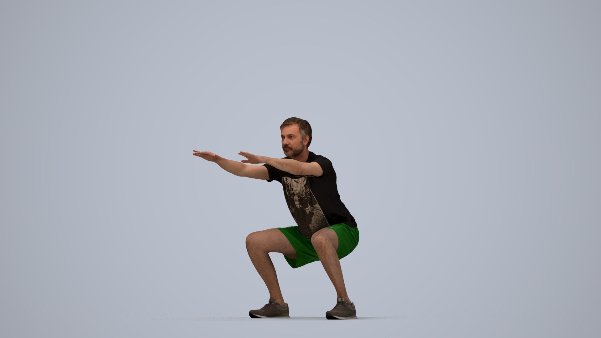 realistic 3D people man sport, render-ready for V-Ray and Corona, FBX OBJ, top-down view render