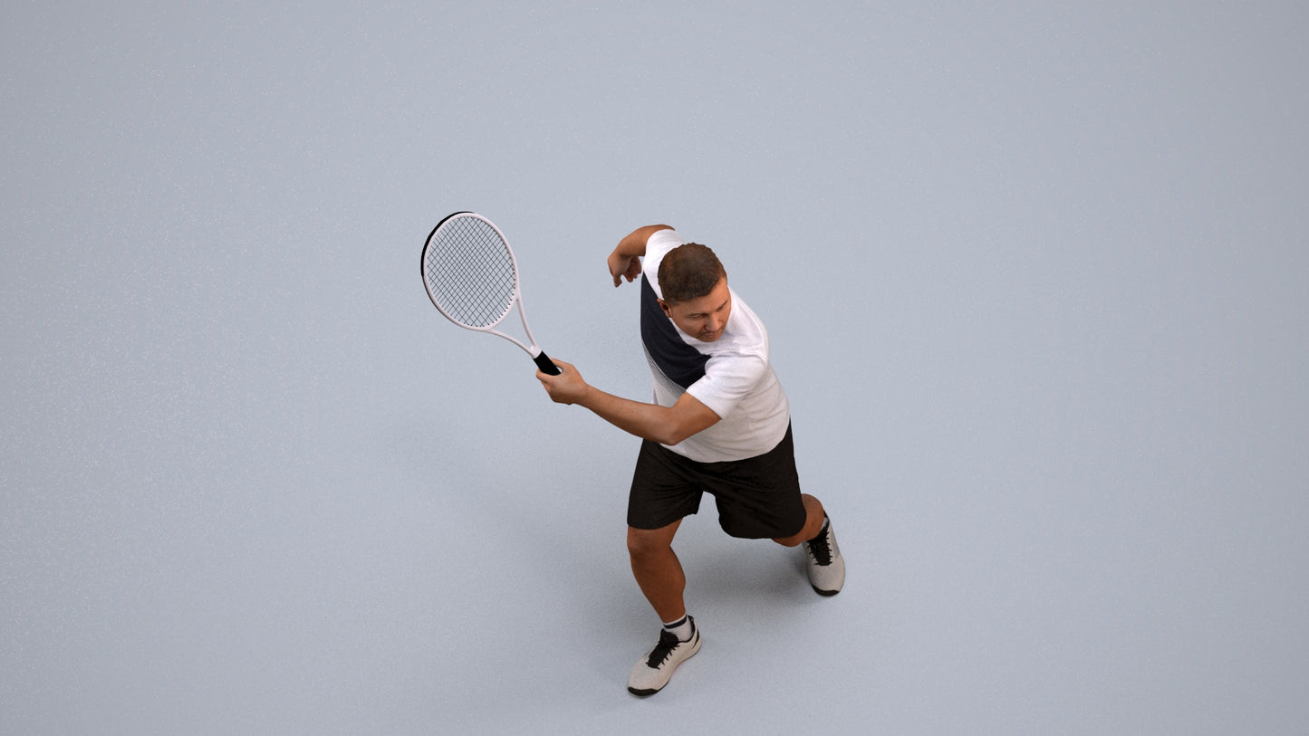 photogrammetry 3D man sport, realistic human model archviz FBX, back view render