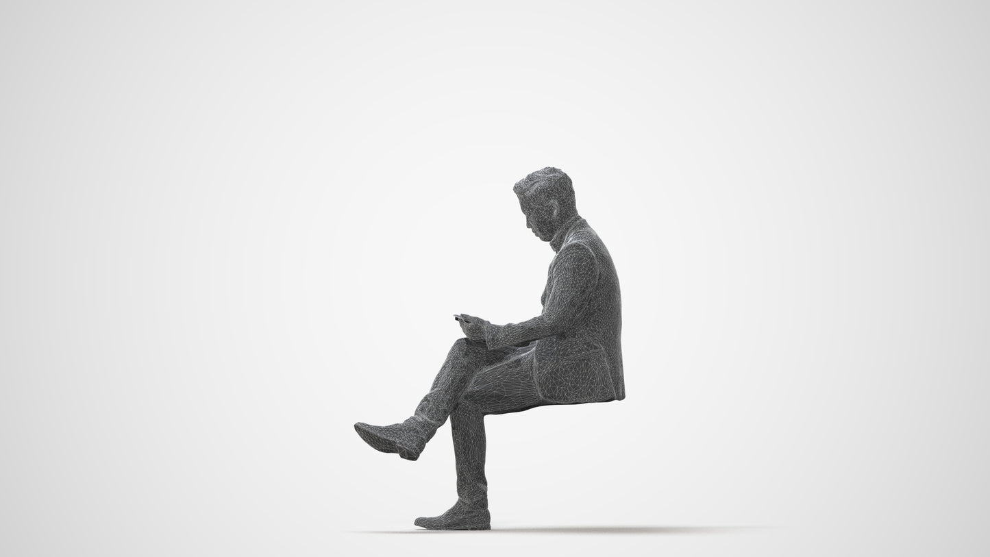 scanned 3D man business, photogrammetry people for Enscape and V-Ray, square thumbnail