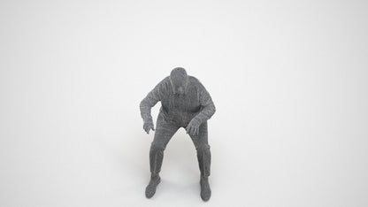3D scanned senior man business, photorealistic archviz people for Enscape and SketchUp, wireframe three-quarter view