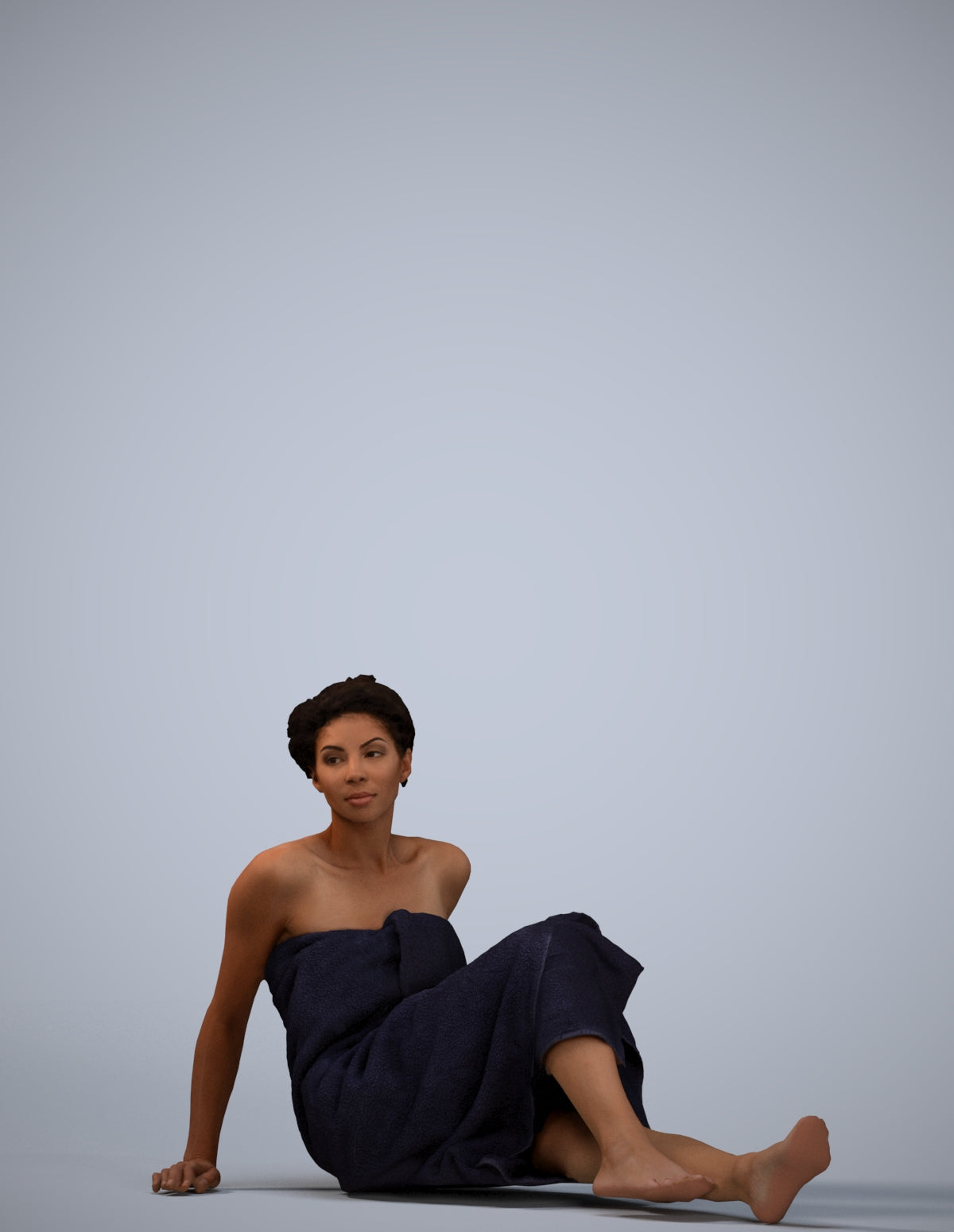 realistic 3D woman bathroom, scanned archviz people for Blender and 3ds Max