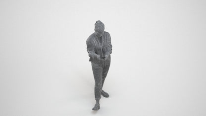 3D people model woman casual standing, scanned human for 3ds Max rendering, wireframe three-quarter view
