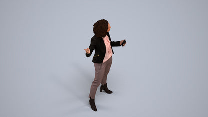 realistic 3D human woman business, archviz people FBX OBJ for Blender, back view render