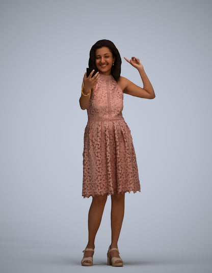 scanned 3D woman formal standing, photogrammetry people for Enscape and V-Ray