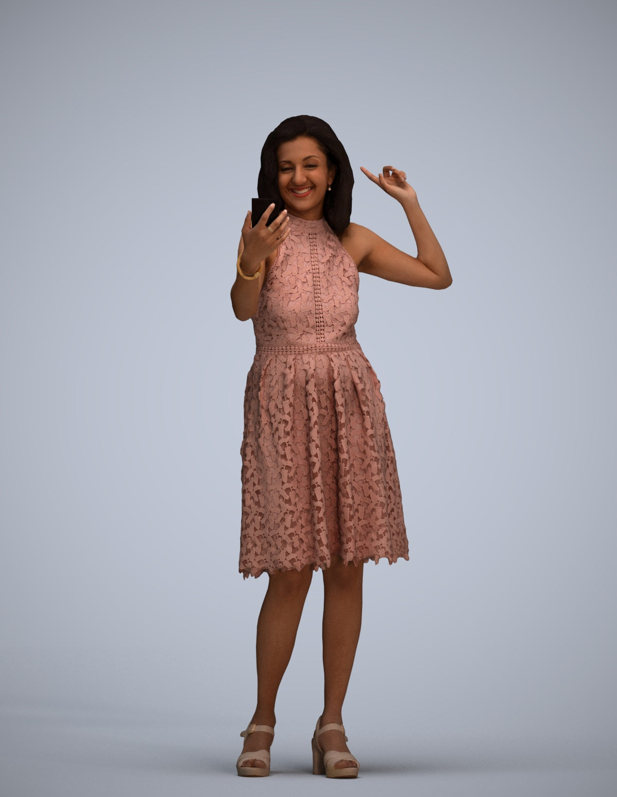 scanned 3D woman formal standing, photogrammetry people for Enscape and V-Ray