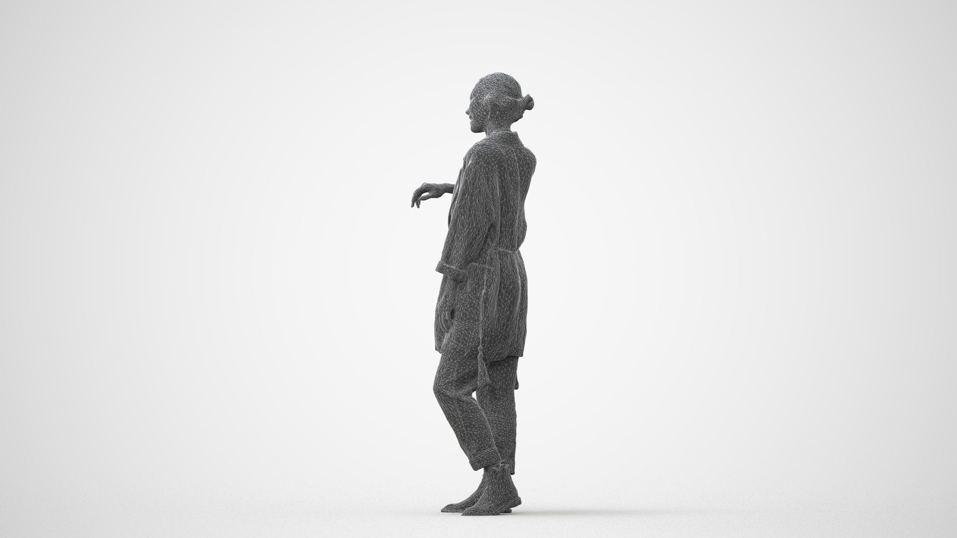 realistic 3D woman casual standing, scanned archviz people for Blender and 3ds Max, square thumbnail