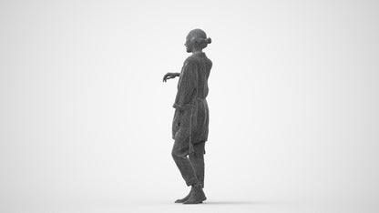 realistic 3D woman casual standing, scanned archviz people for Blender and 3ds Max, square thumbnail