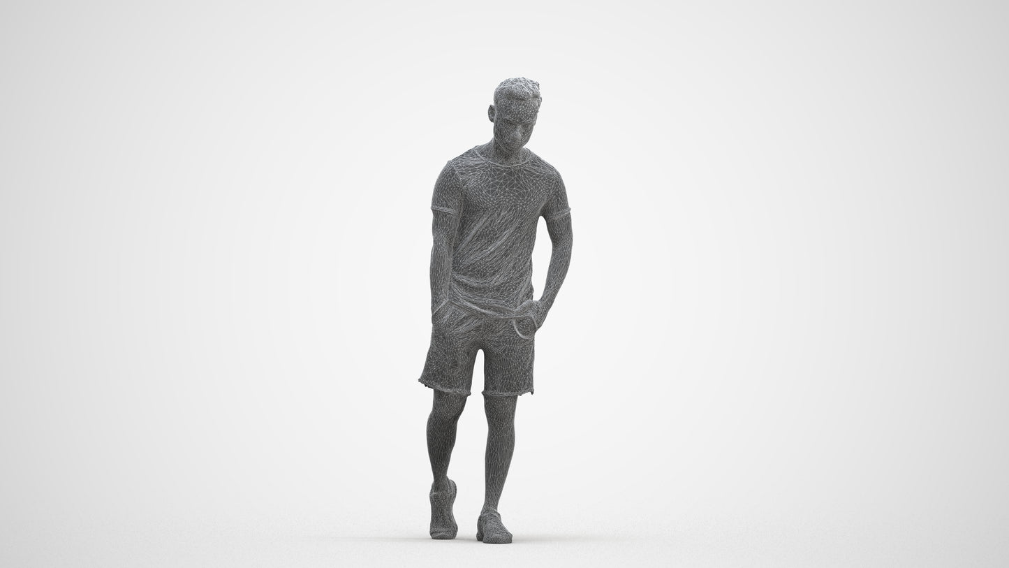 realistic 3D human man casual walking, archviz people FBX OBJ for Blender, three-quarter front view render