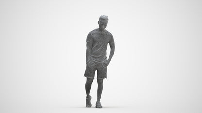 realistic 3D human man casual walking, archviz people FBX OBJ for Blender, three-quarter front view render