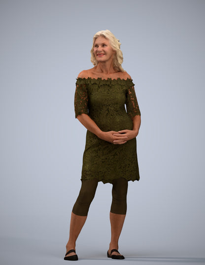 photogrammetry 3D senior woman casual standing, realistic human model archviz FBX