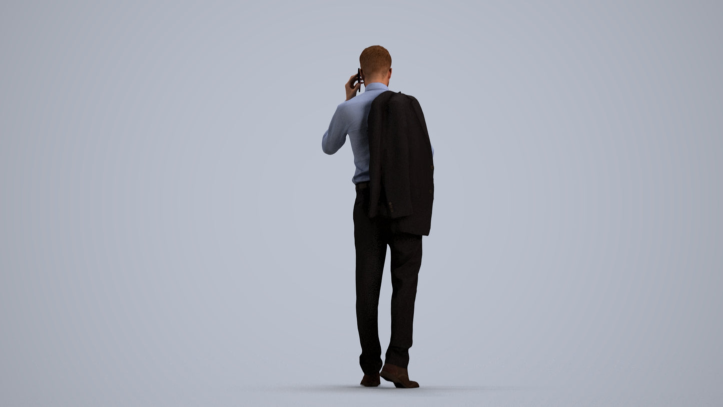 realistic 3D man business, scanned archviz people for Blender and 3ds Max, front view render