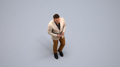 realistic 3D human man business standing, archviz people FBX OBJ for Blender, back view render