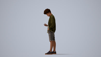 scanned 3D boy casual mix, photogrammetry people for Enscape and V-Ray, three-quarter view render
