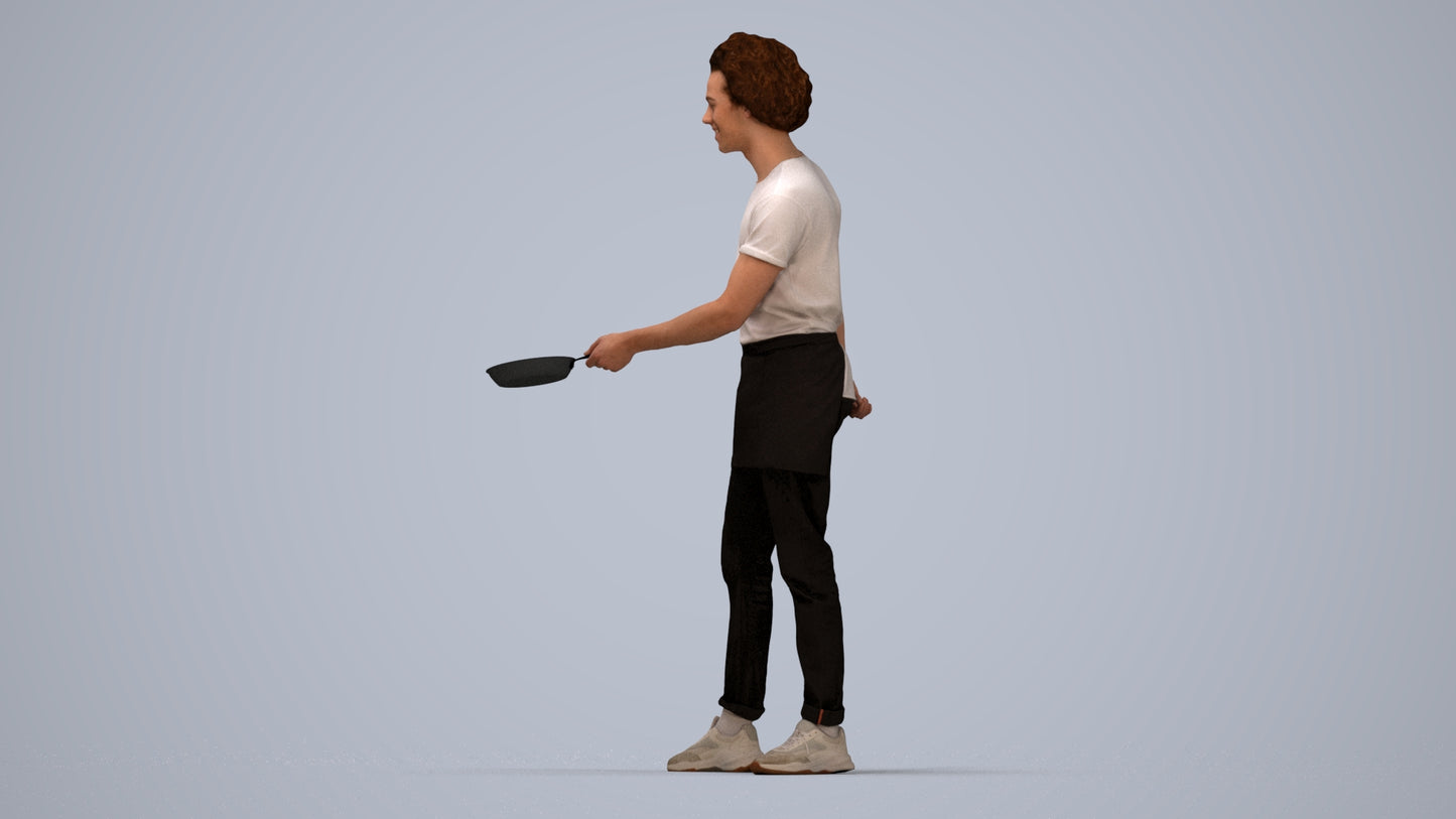 3D scanned man standing, photorealistic archviz people for Enscape and SketchUp, top-down view render