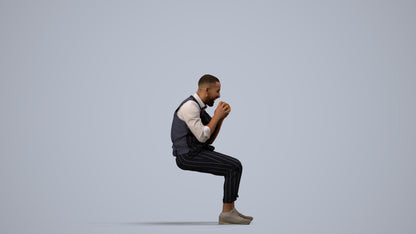 realistic 3D people man business sitting, render-ready for V-Ray and Corona, FBX OBJ, side view render