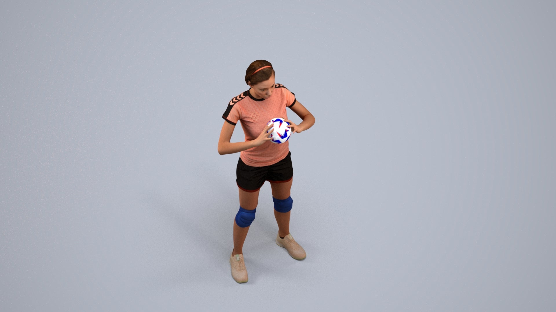realistic 3D people woman sport, render-ready for V-Ray and Corona, FBX OBJ, back view render