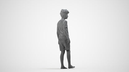 realistic 3D boy casual kids, scanned archviz people for Blender and 3ds Max, wireframe side view