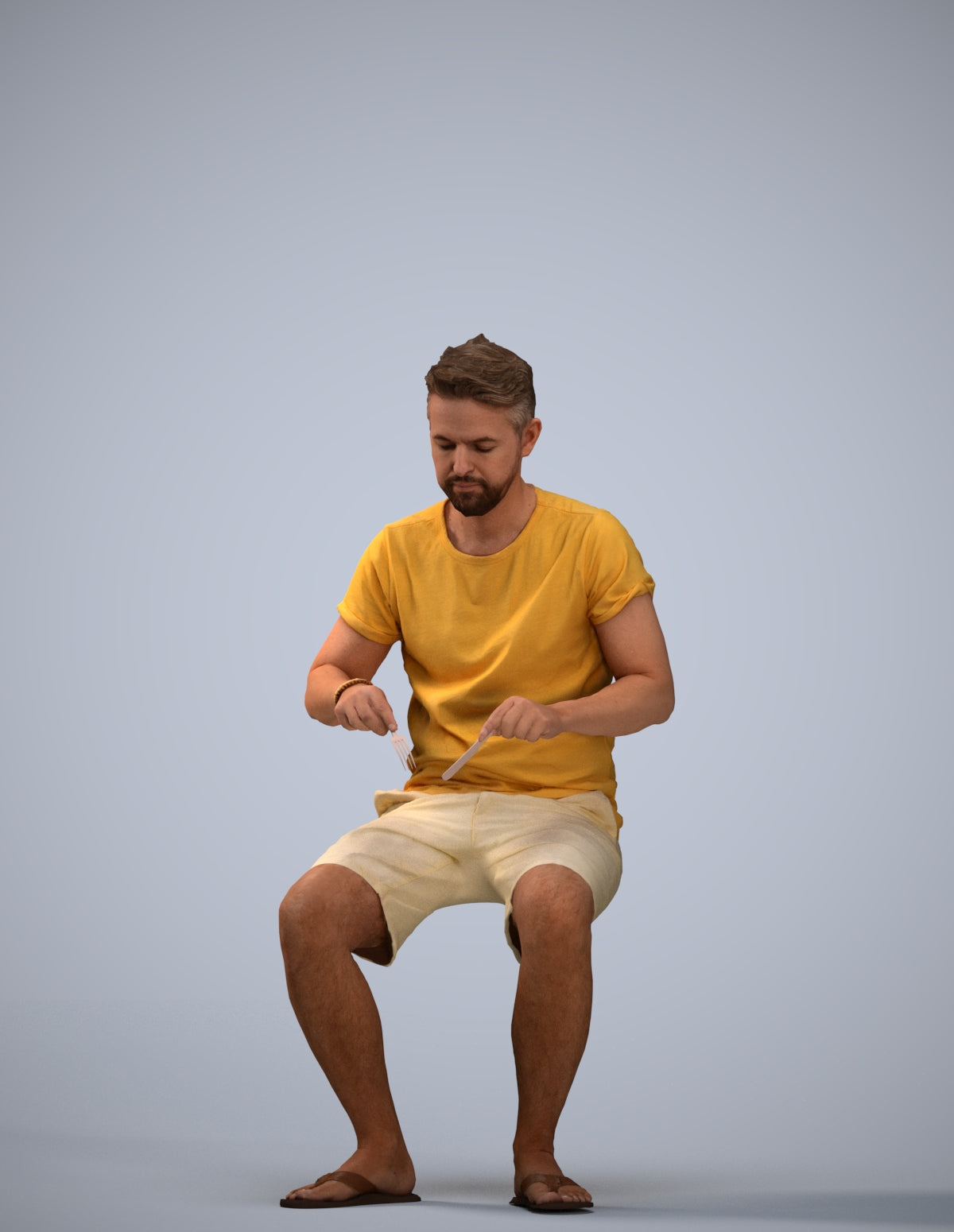 realistic 3D people man casual sitting, render-ready for V-Ray and Corona, FBX OBJ