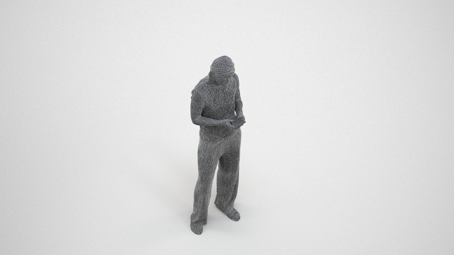 3D people model woman casual kids, scanned human for 3ds Max rendering, wireframe three-quarter view