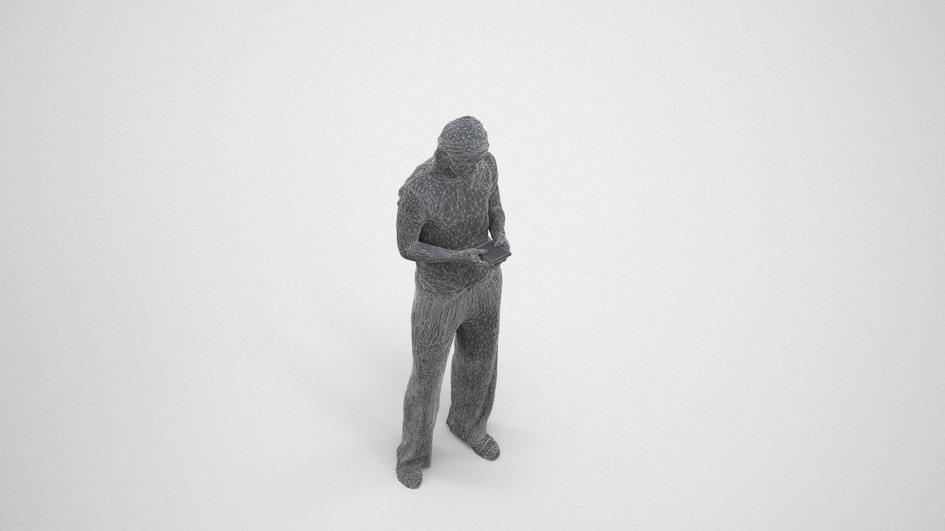 3D people model woman casual kids, scanned human for 3ds Max rendering, wireframe three-quarter view