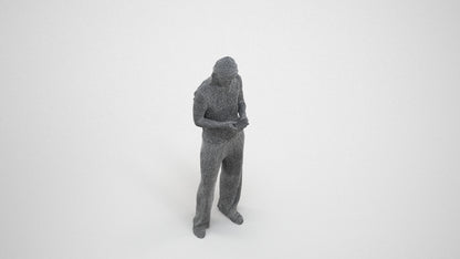 3D people model woman casual kids, scanned human for 3ds Max rendering, wireframe three-quarter view