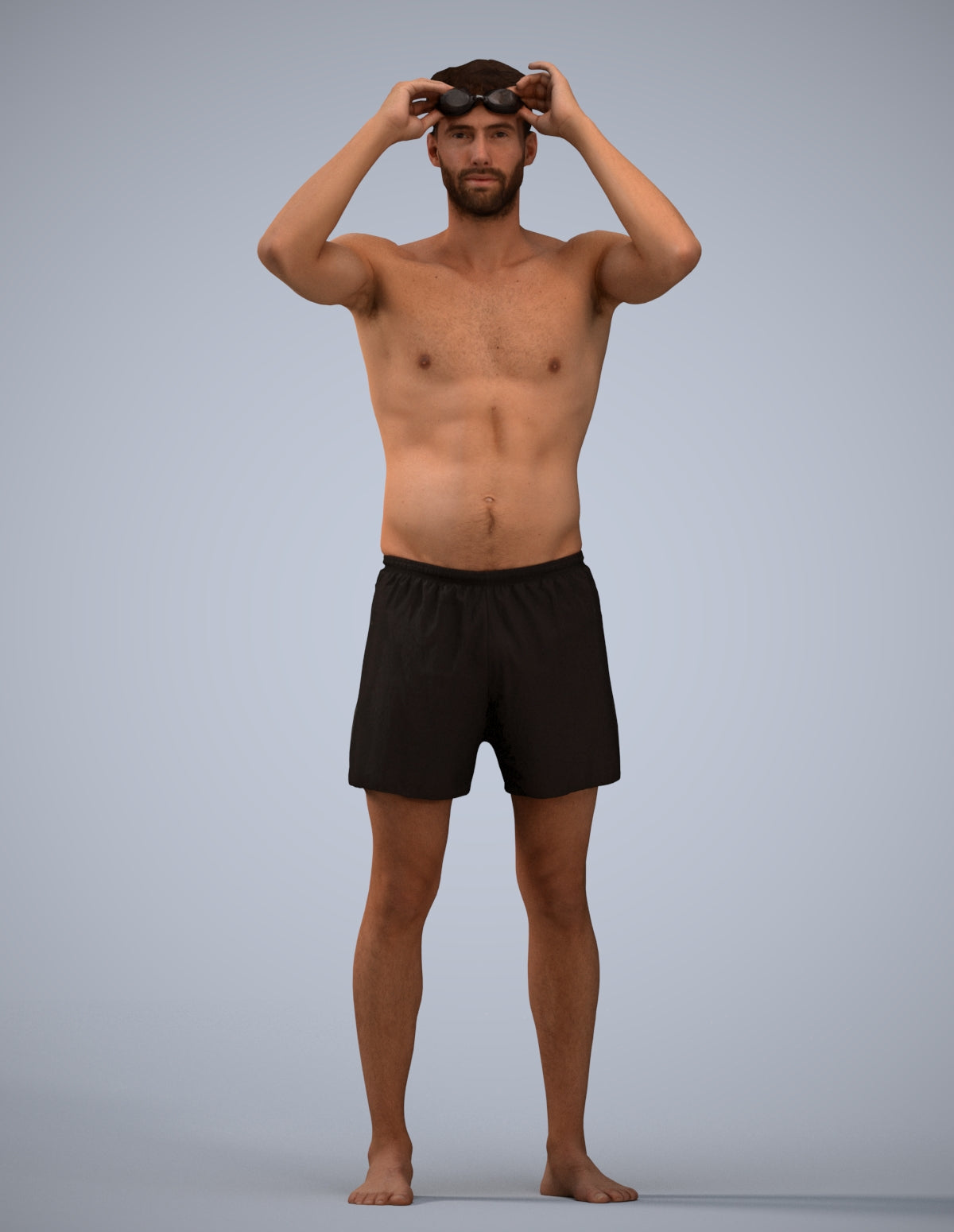 realistic 3D human man pool, archviz people FBX OBJ for Blender