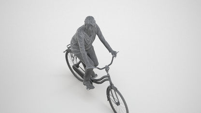 3D people model woman casual cycling, scanned human for 3ds Max rendering, wireframe three-quarter view