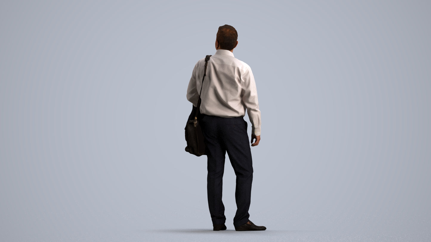 realistic 3D man business, scanned archviz people for Blender and 3ds Max, front view render