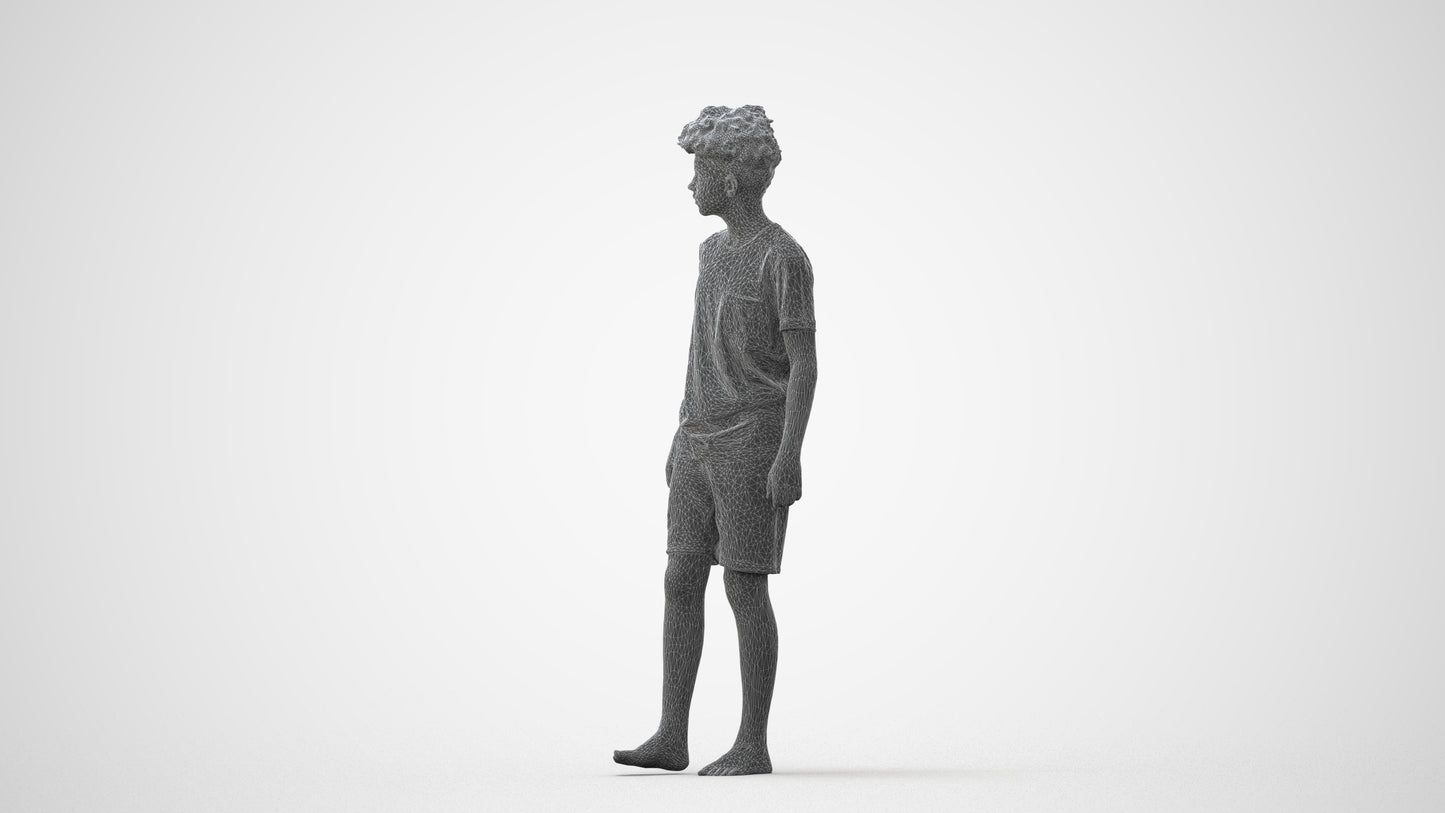 realistic 3D boy casual kids, scanned archviz people for Blender and 3ds Max, square thumbnail